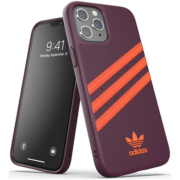 Adidas 3 Stripes Snap Case For Iphone 12 Pro Max Maroon Solar Orange