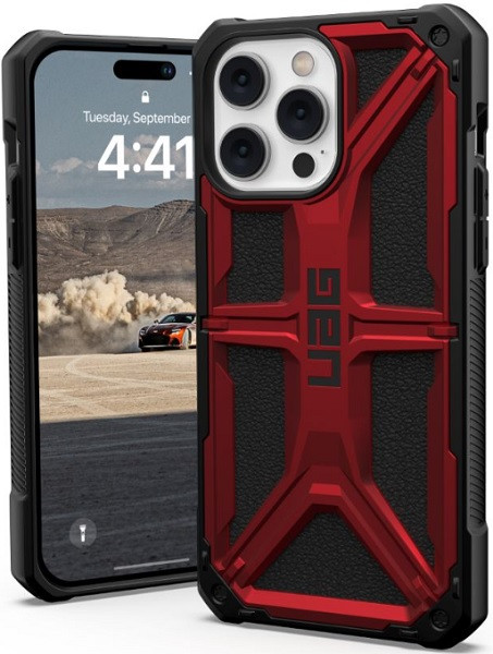 UAG Monarch Cover with Rugged Lightweight Slim Shockproof Drop Protective Case for iPhone 14 Pro (Crimson)