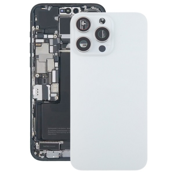 Glass Battery Back Cover with Camera Lens Cover for iPhone 15 Pro Max (White)