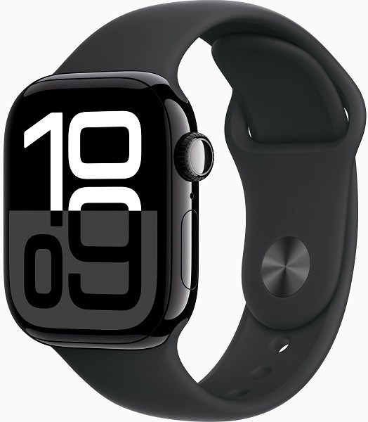 Apple Watch Series 10 GPS 46mm Jet Black Aluminium Case with S/M Black Sport Band