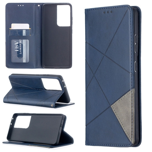 Rhombus Texture Horizontal Flip Magnetic Leather Case With Holder Card Slots For Samsung Galaxy S21