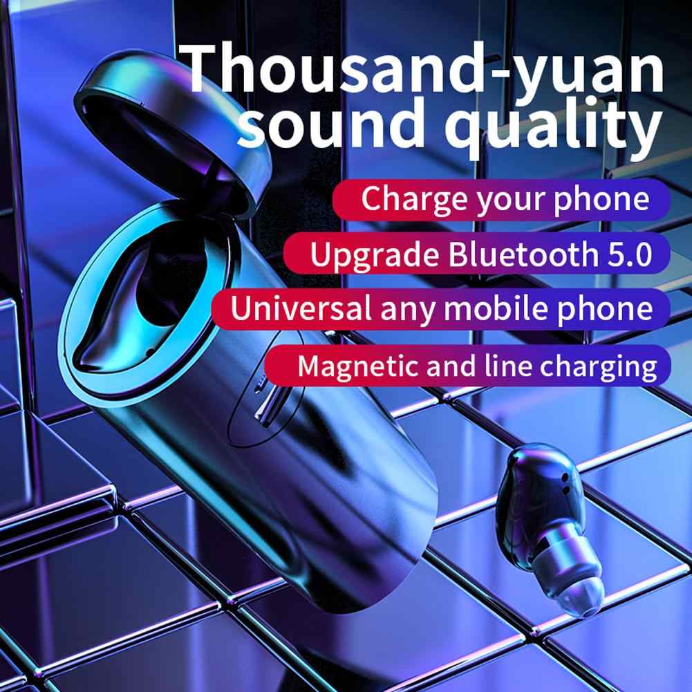 V21 Mini Single Ear Stereo Bluetooth V5.0 Wireless Earphones with Charging Box (White)