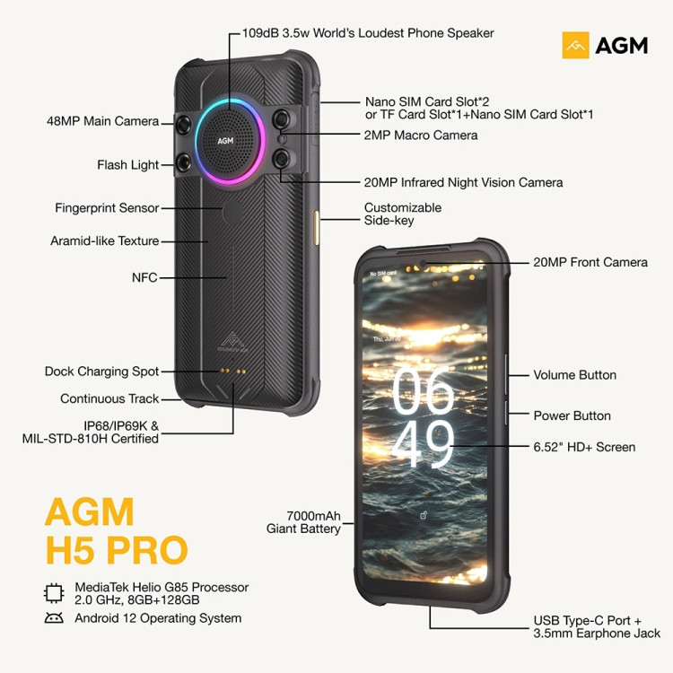 agm h5 pro rugged smartphone