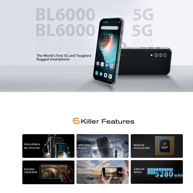 Blackview BL6000 Pro 6.36 8+256GB 5G Ruggedized Smartphone